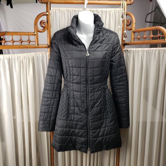 Laundry XS Black Quilted Double Zipper Leopard Jacket Womens Coat Puffer Pockets - Picture 16 of 16